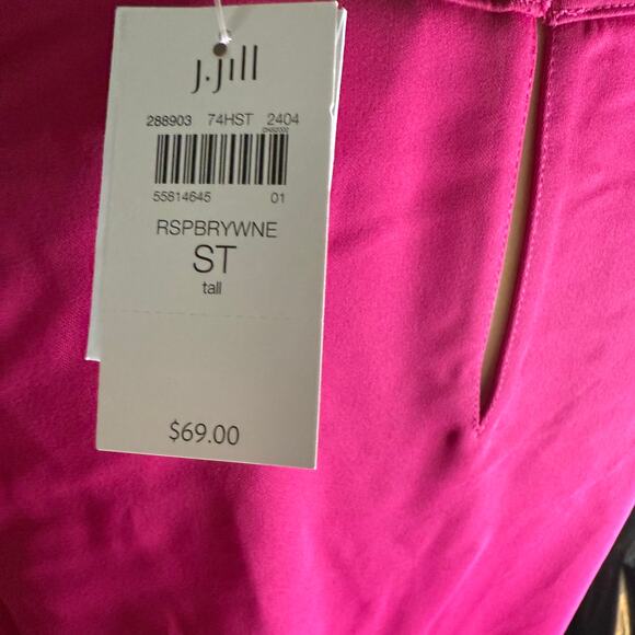 J. Jill Raspberry Pink Pleated Asymmetrical Sleeveless Blouse, Small Tall, NWT - Picture 7 of 8